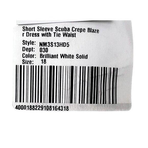 Nanette Lepore Womens White Short Sleeve Crepe Button Blazer Dress Sz 18 New - Picture 8 of 9